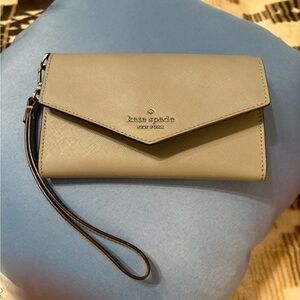 Kate Spade Gray Saffiano Leather Wristlet Clutch